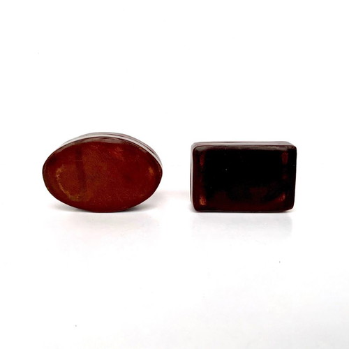 Set of 2 leather and 925 silver boxes with IASON inscription like new