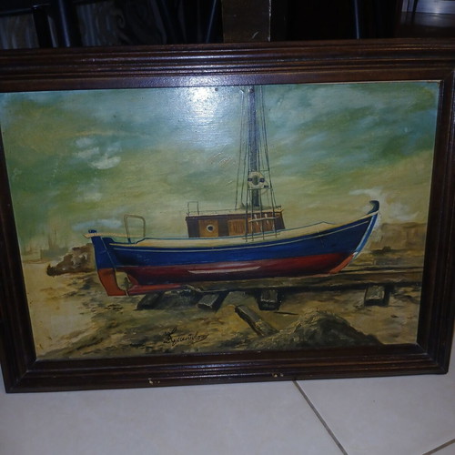 Classic Greek Seascape Painting by Arvanitakis, 50x30 cm