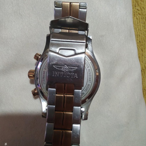 Invicta men's two-tone chronograph watch, rose gold and steel bracelet