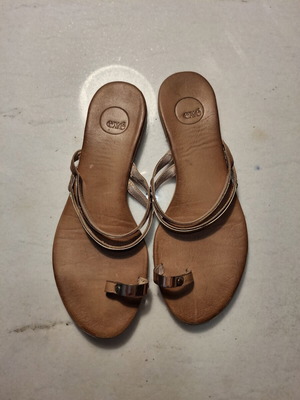 Exe leather sandals like new, women's size 38, beige with metallic details