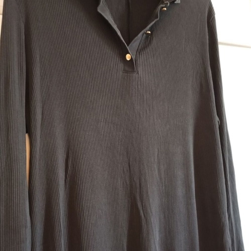 Black Ribbed Maxi Dress used with Polo Style Collar