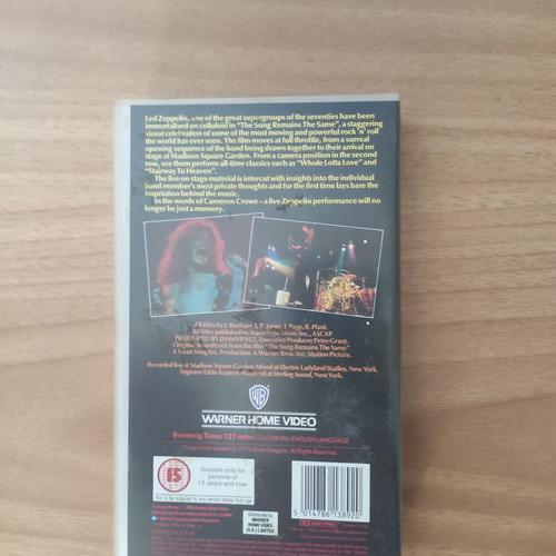 Led Zeppelin The Song Remains The Same VHS tape, Warner Home Video