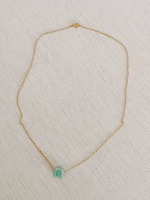 Steel necklace with porcelain blue bead new