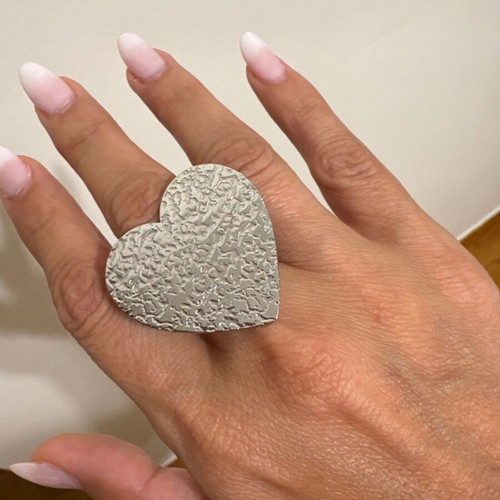 Heart stainless steel ring adjustable, new