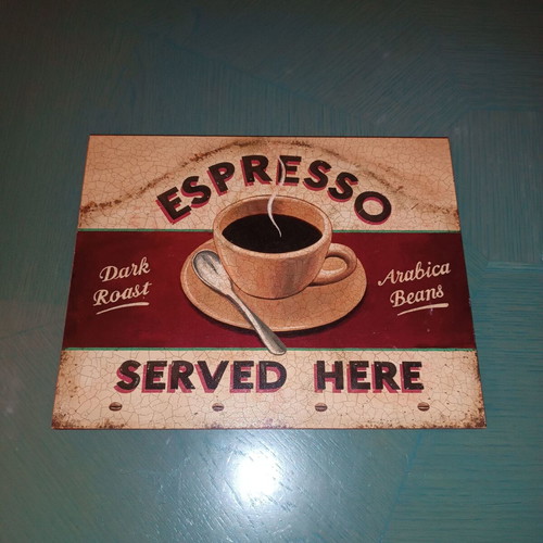 Wooden sign used Espresso Served Here 22cm x 28cm