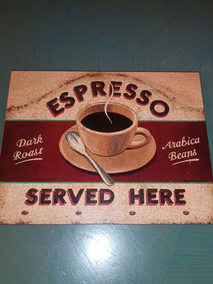 Wooden sign used Espresso Served Here 22cm x 28cm