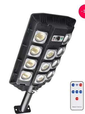 Solar floodlight 286 LED SMD with mounting arm, photocell and remote control