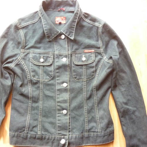 Women's Teen Short Black Denim Jacket Large Miss Denim used