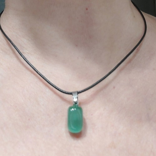 PU leather necklace like new, black and green, 45 cm + 5 cm extension