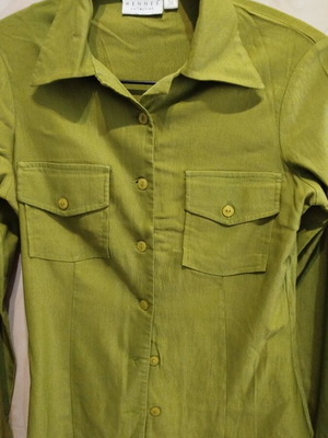 Hennes Collection viscose long sleeve shirt green size S like new