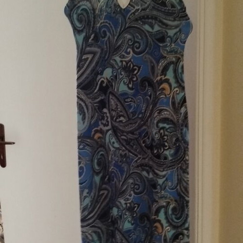 Ths Fashion blue maxi dress with paisley pattern
