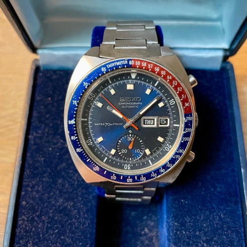 Seiko Cevert Vintage Chronograph 6139-6000 like new, blue dial