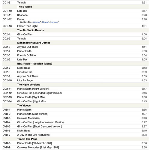 Duran Duran 2CD/DVD 2010 Remaster box set