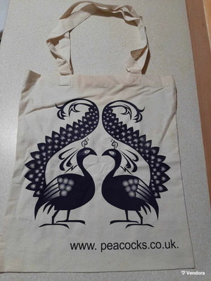 Peacocks UK дамска чанта за през рамо за пазаруване нова, черно-бяла