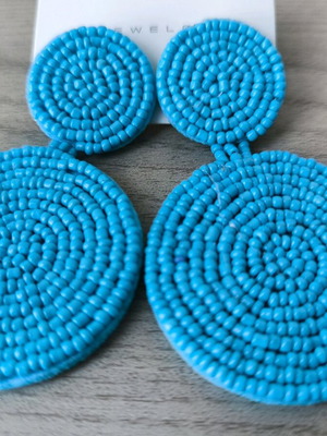 Blue earrings new, with turquoise plastic beads