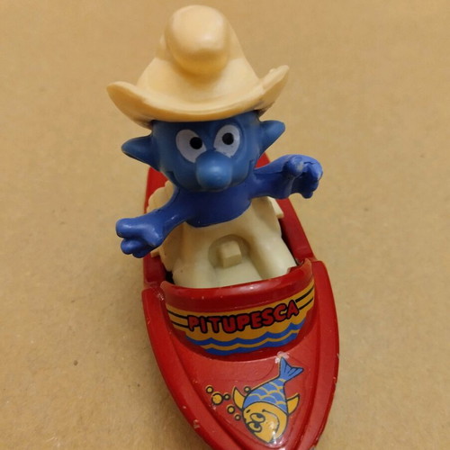 Smurf Fisherman Miniature vintage 1982 used, GUISVAL