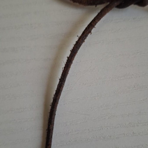Ethnic necklace handmade with leather strap used, brown