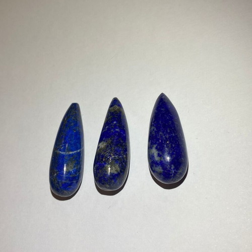 Lapis Lazuli polished natural drop-shaped set of 3