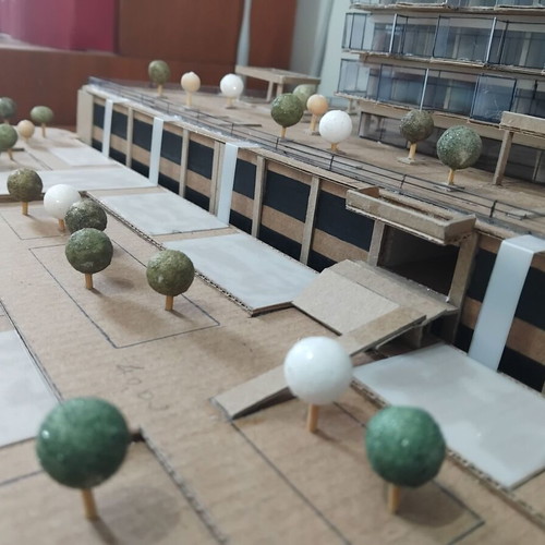 Architectural model 1:200 scale new, cardboard and white pulp