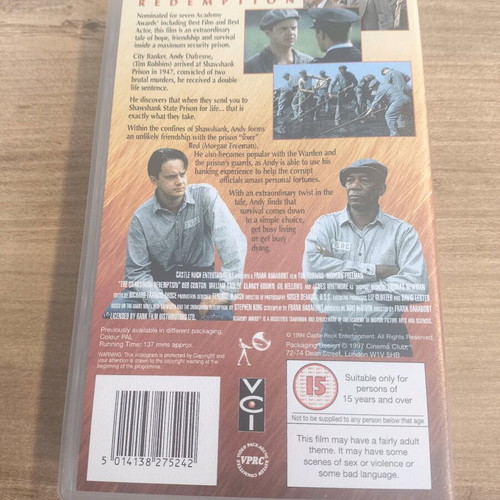 The Shawshank Redemption VHS used, good condition, no subtitles