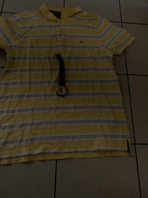 Tommy Hilfiger watch and Tommy polo gift, like new, yellow, medium