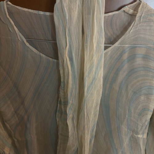 Women's blouse used, transparent with scarf, multicolor size M