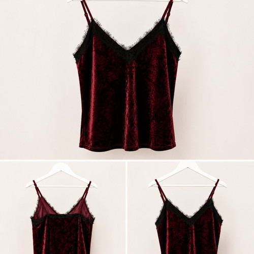 Velvet Lace Top burgundy, like new, size S