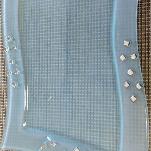 Glass tray like new with metal details