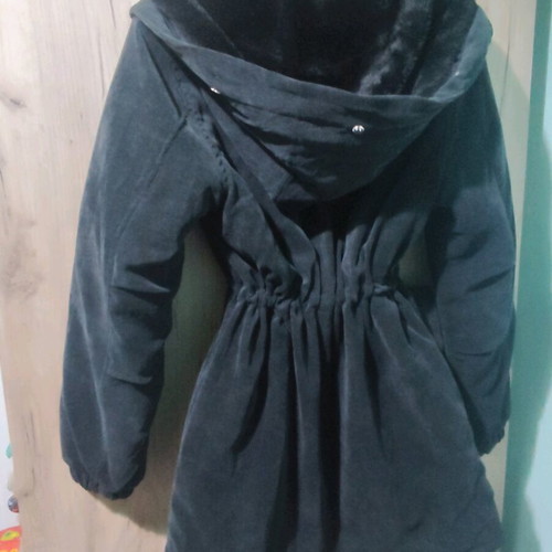 Owtwo black corduroy jacket XXL used with plush lining and hood
