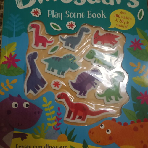 Dinosaurs Play Scene Book new with 120 stickers and 20 felt stickers