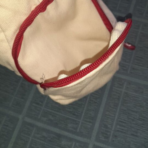 Polo shoulder bag beige with red details, new