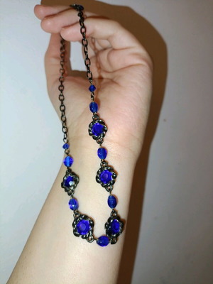 Necklace used with blue crystals