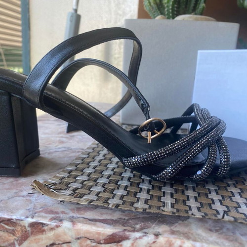Sandals with thick stable heel new, size 37, black