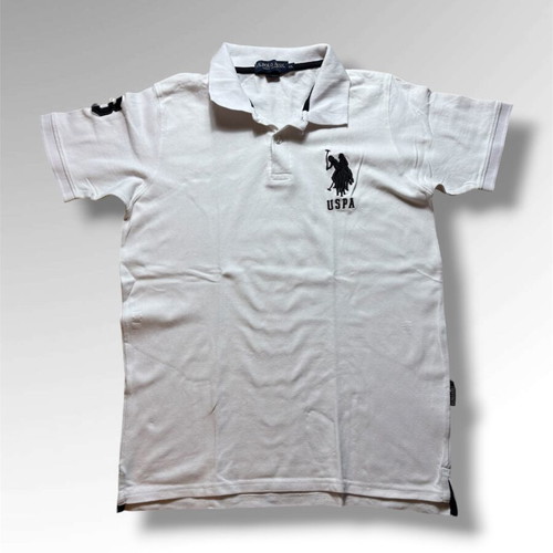 US Polo Assn Vintage White Polo Tee Size Large Like New