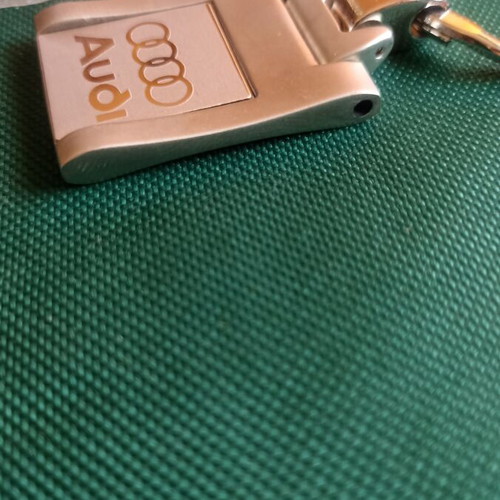 Vintage Audi metallic keychain, New Old Stock (NOS), 33g curved design