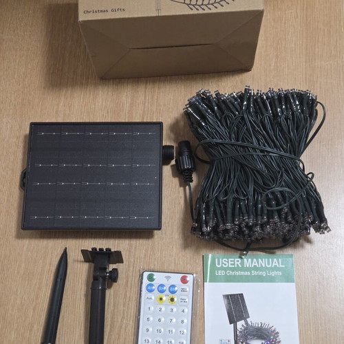 400 LED solar string lights with solar panel and remote control