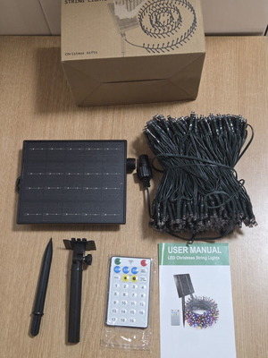 400 LED solar string lights with solar panel and remote control