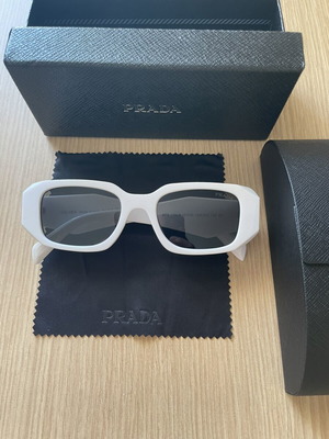 Prada sunglasses, white plastic with box and case