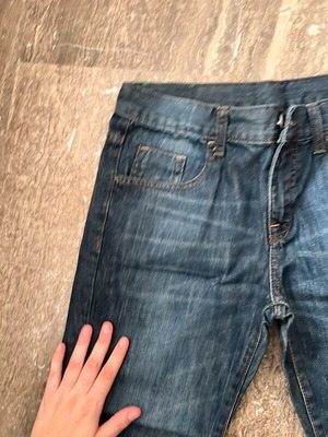 Dark blue denim pants long like new, size S