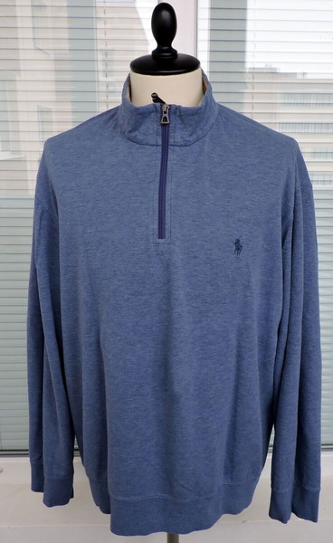 Polo Ralph Lauren Ανδρικό Μπλε Μελανζέ Μπλουζάκι Μακρυμάνικο με Φερμουάρ 1/4 Μέγεθος XL/XXL