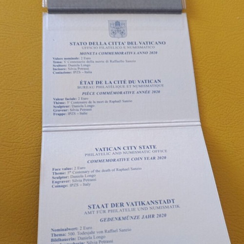 Vatican 2020 2 Euro Raffaello Death commemorative coin new