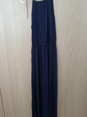 Maxi dark blue dress one size like new with shoulder tie