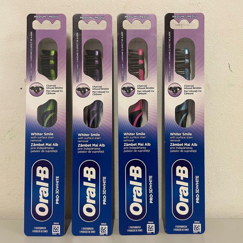 Oral-B Pro 3D White Charcoal Medium Toothbrush new