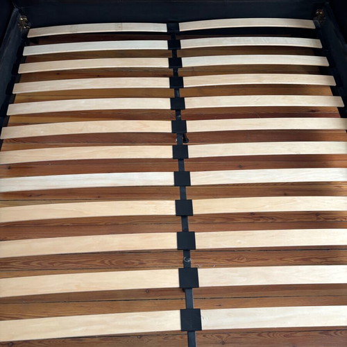 Double bed 160x200 leatherette used without storage