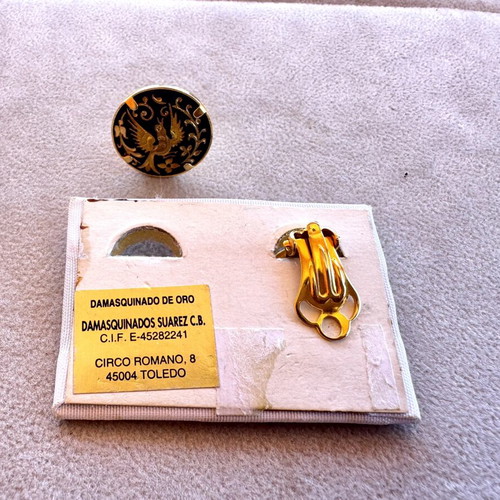 Vintage Damasquinados Suarez Earrings from Toledo, New