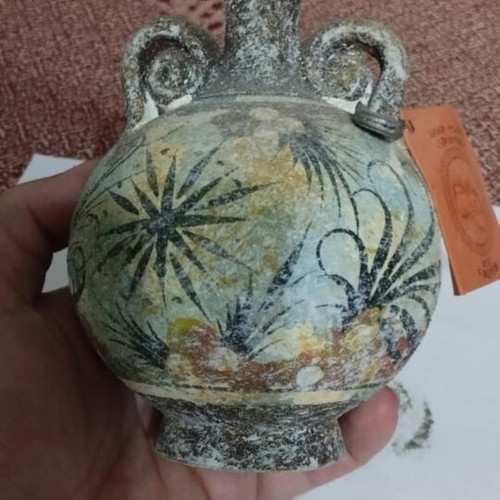 Collectible handmade Cretan vessel like new, museum replica by G. Kritsotaki