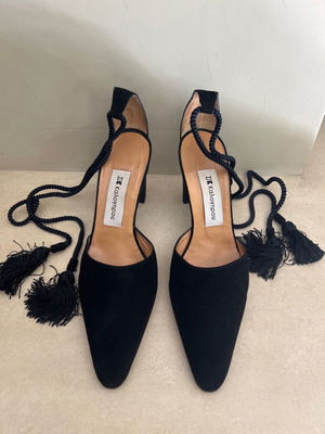 Kalogiropou black suede pumps used, size 38
