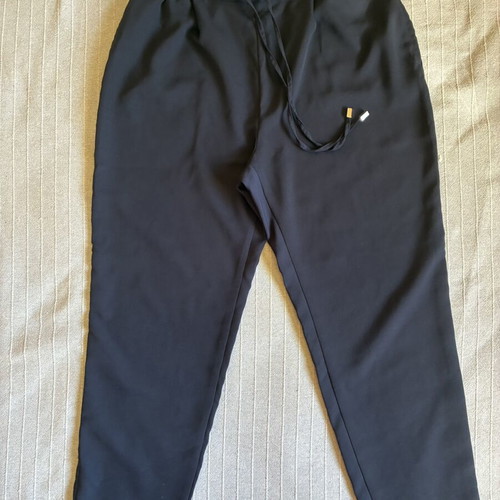 Zara navy blue fluid trousers with elastic drawstring, size S