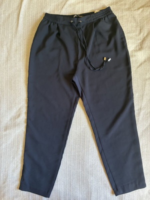 Zara navy blue fluid trousers with elastic drawstring, size S