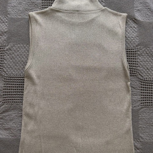 Sleeveless vest with gold knit, beige, size S
